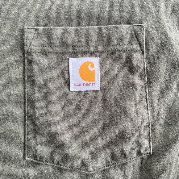 Carhartt T-Shirt Mens XL Tall Pocket Tee Logo Loose Fit Dk Green Workwear Nice - Picture 4 of 7